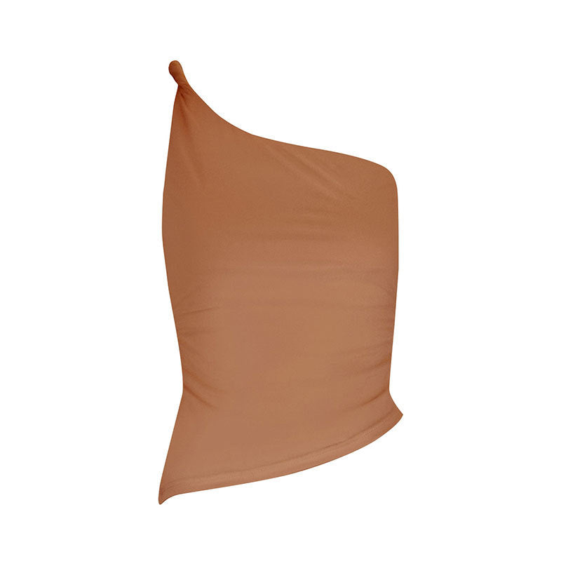 Dame asymmetrisk top med elegant en-skulder-snit og kropsformende design Skovae