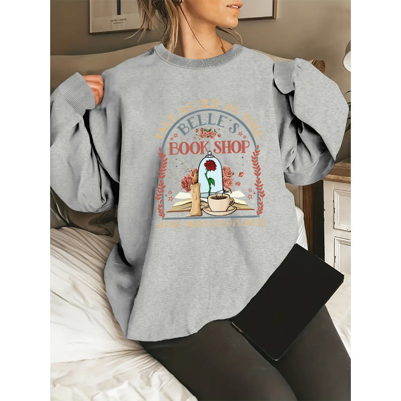 Dame sweatshirt med unikt boghandel motiv Stilla