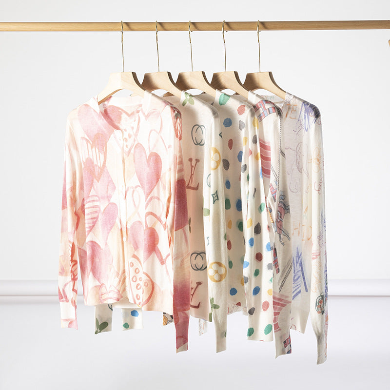 Femme Kunstnerisk Grafisk Pullover Sweater Stilla