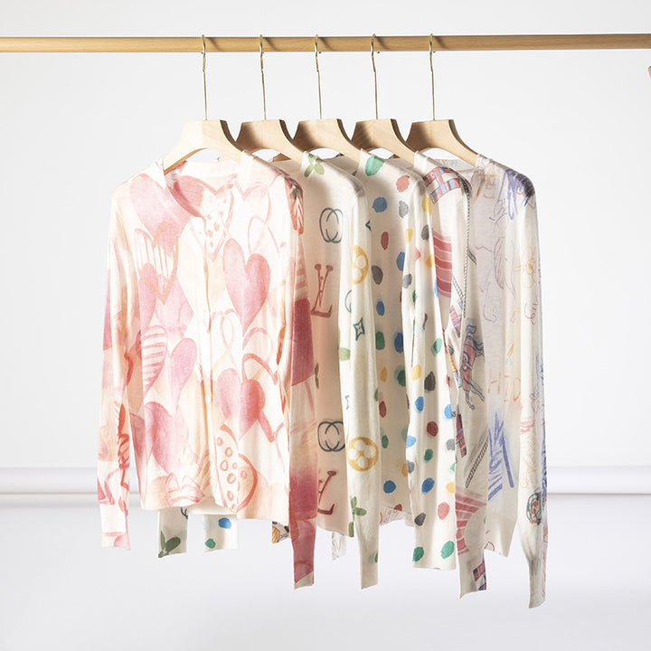 Femme Kunstnerisk Grafisk Pullover Sweater Stilla