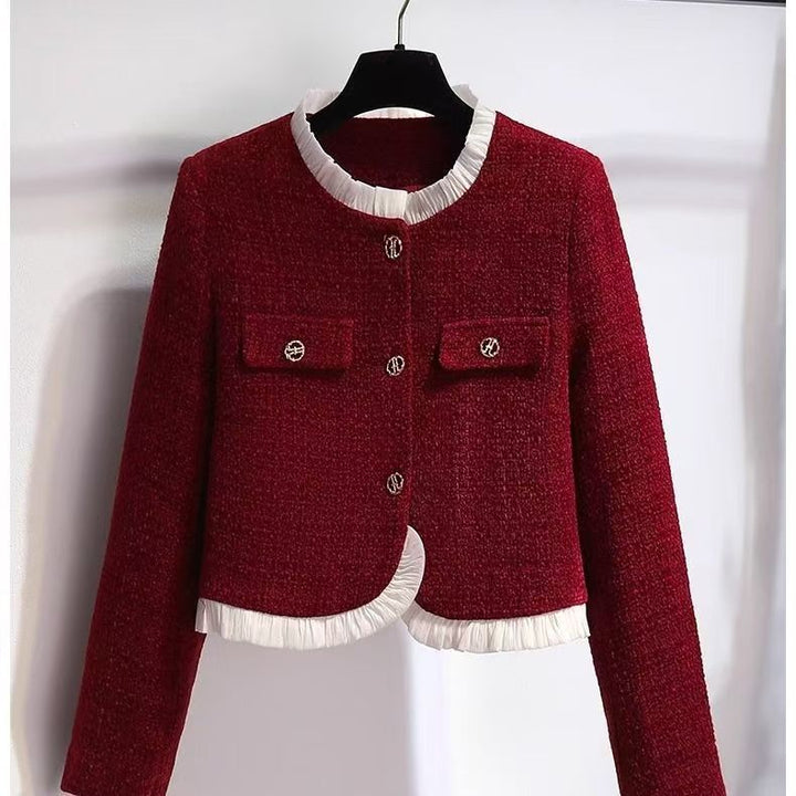 Damer elegant kort jakke med struktur detaljer på knapper Stilla