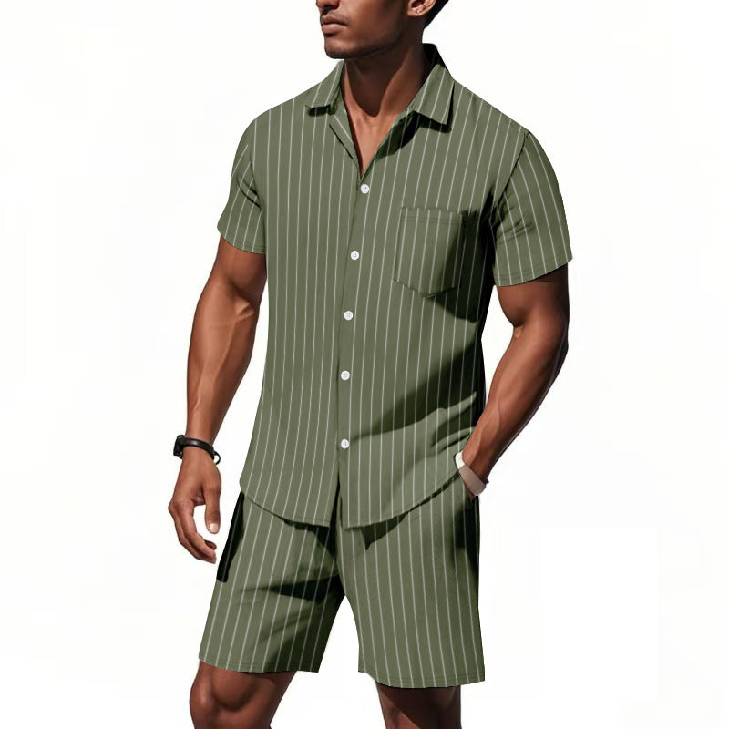 Herre elegant kortærmet skjorte og bermuda-shorts sæt Stilla