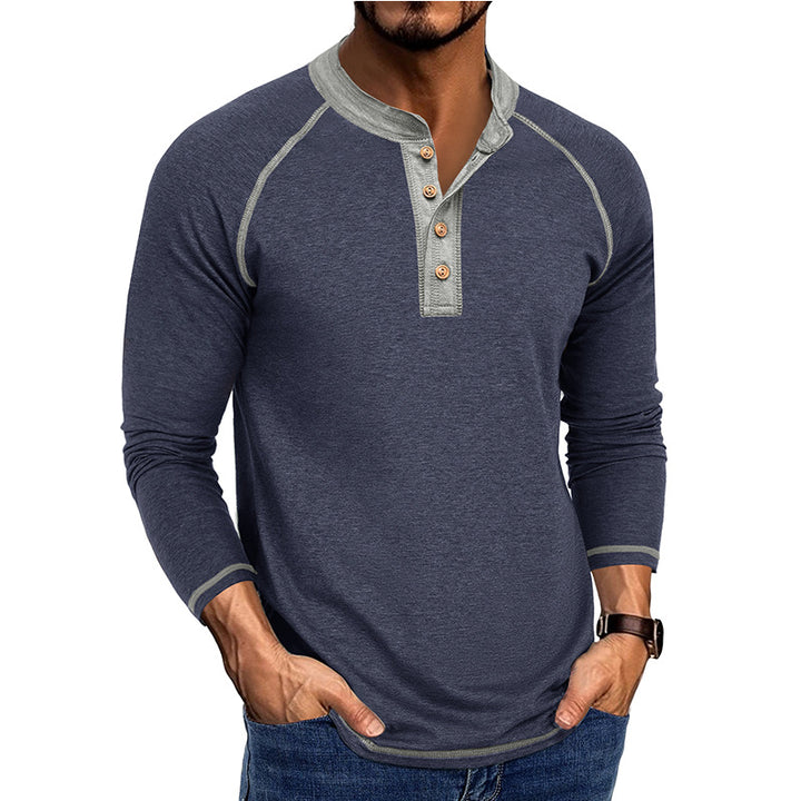 Herrer Langærmet Henley T-shirt med stilfulde knapdetaljer og åndbart materiale Stilla