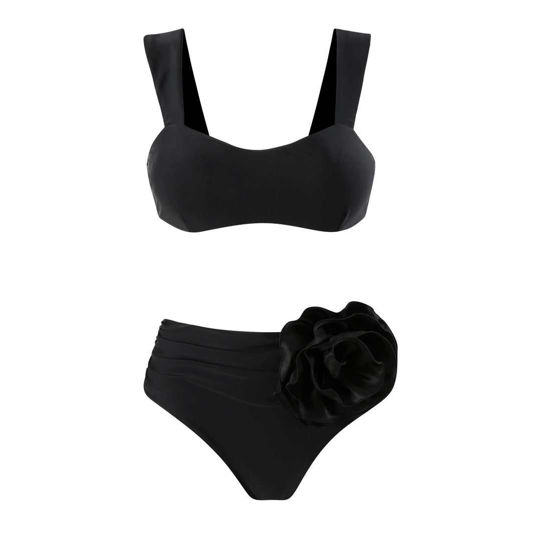 Dame High-Waist Bikini med blomstret dekoration og brede stropper Stilla