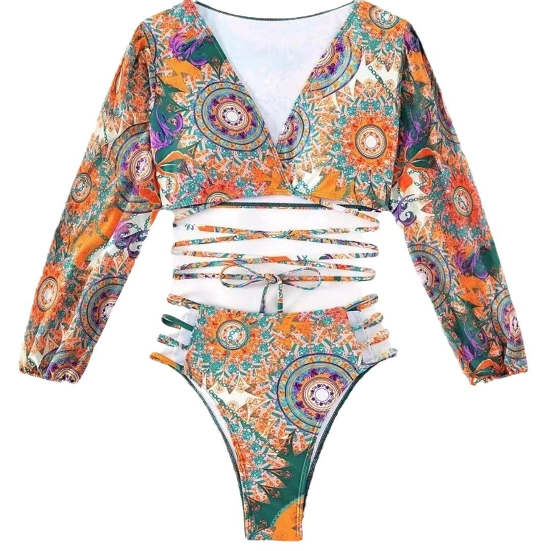 Dame bikini sæt med moderigtige cut-outs og lange ærmer Stilla