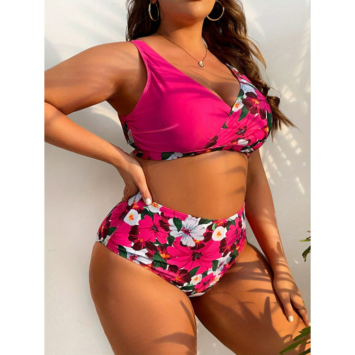 Dame Højskåret Bikini med blomsterwrapdesign Skovae