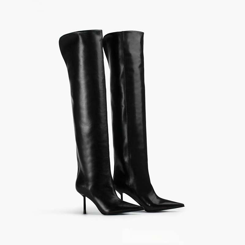 Femme spids afsluttende Over-the-Knee Stiletto-støvler med skulptureret hæl Stilla