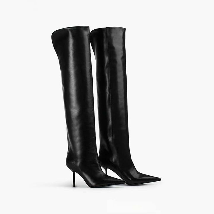 Femme spids afsluttende Over-the-Knee Stiletto-støvler med skulptureret hæl Stilla