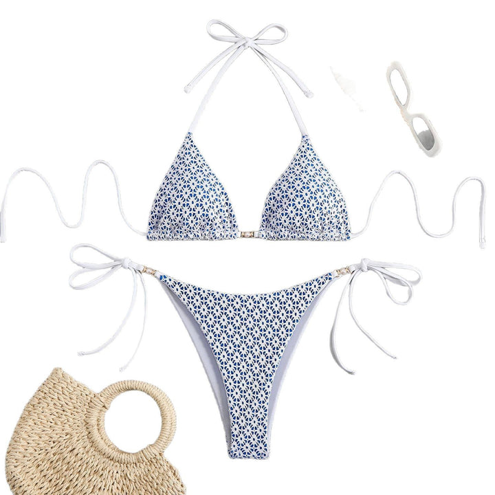 Dame Triangel-Bikini med fine volanger og elegante bindebånd Stilla