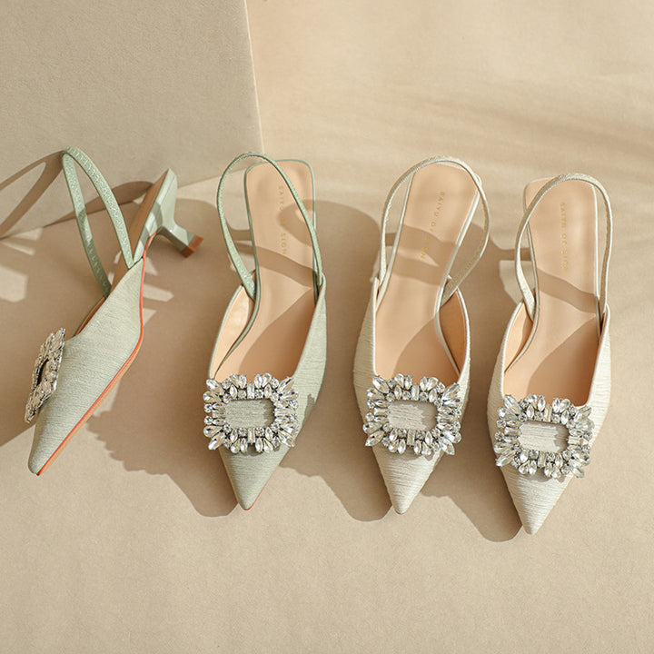 Femme Elegante Slingback-hæle med dekorativt blomsterdetalje Stilla