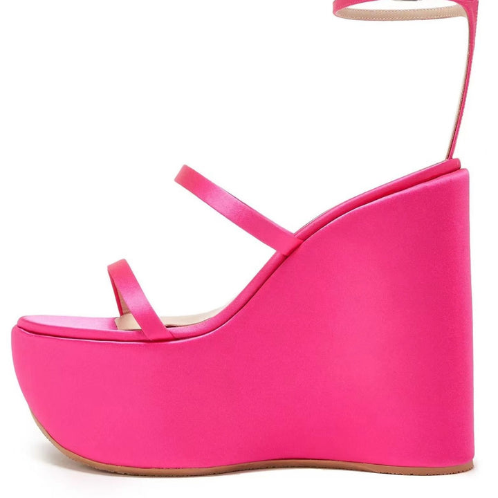 Dame High-Wedge Platform Sandaler med Ankelsløjfe Stilla