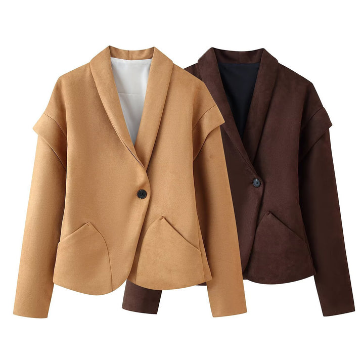Damer elegant Suede-jakke med moderigtige lommer Stilla
