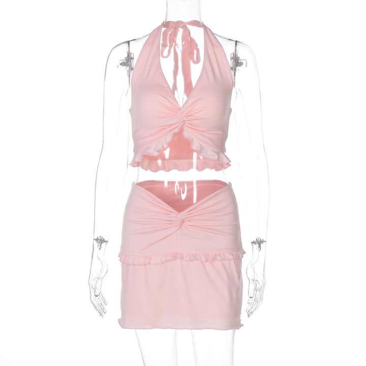 Dame To-delt Strand-outfit med rynker og højt design Stilla