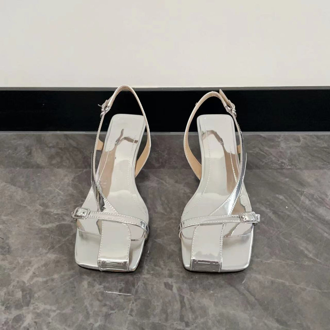 Dame Elegante Slingback Højhælede Sandaler med Fyrkantet Tå-Design Stilla