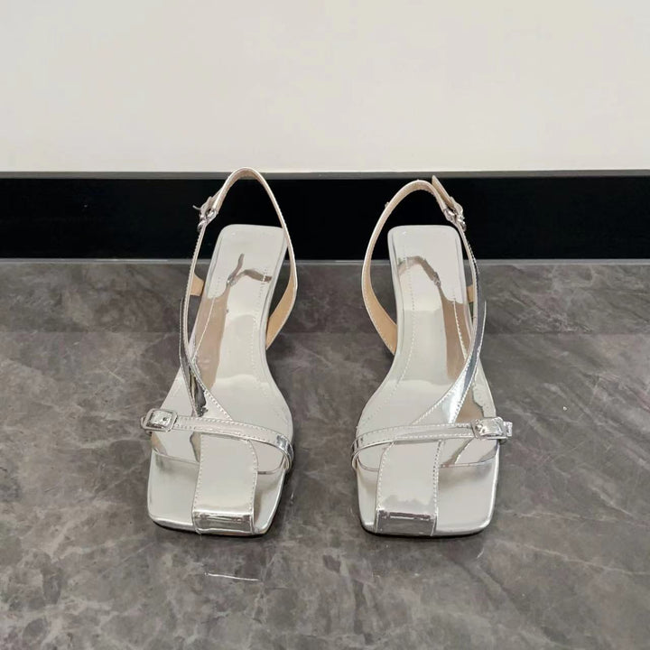 Dame Elegante Slingback Højhælede Sandaler med Fyrkantet Tå-Design Stilla