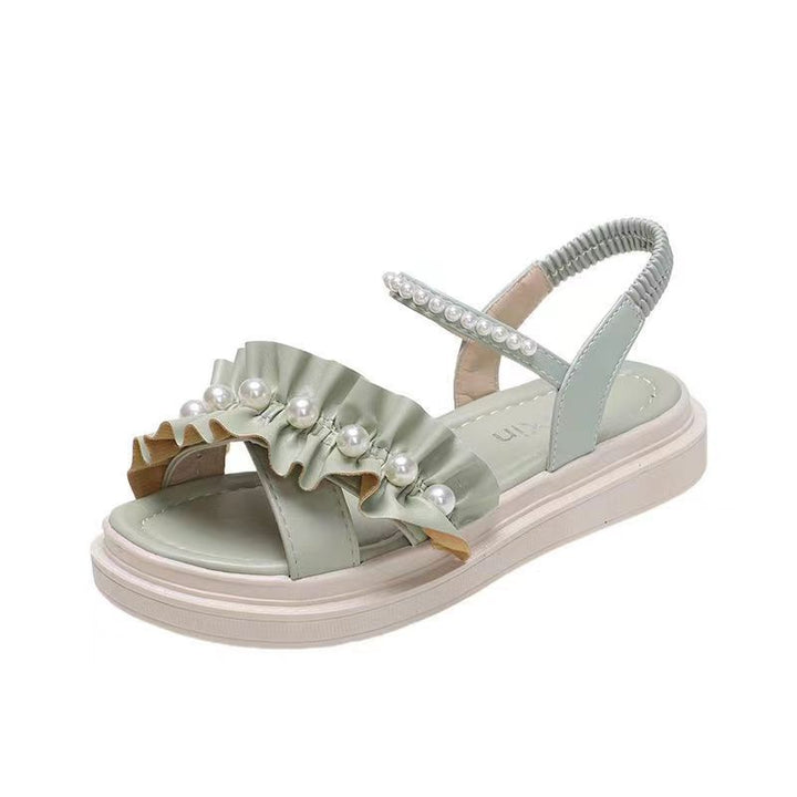 Dame sandaler med fashionable flæse-design og elegante perlepynt Stilla