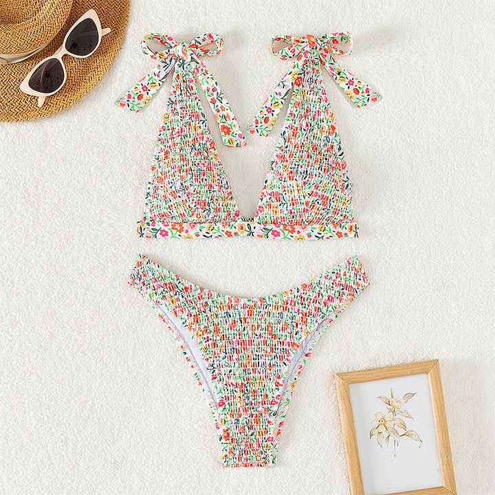 Dame Blomsterprint Bralette Bikini Sæt Stilla