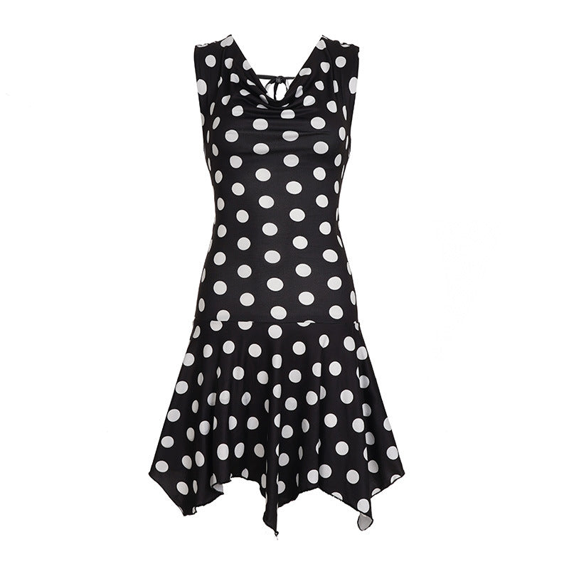 Damer legende Polka Dot Kjole med let stof og dyb V-udskæring Skovae