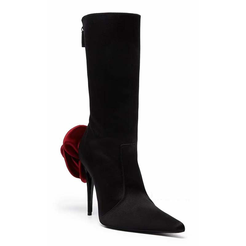 Dame elegante Stiletto-støvler med blomsteraccent Stilla