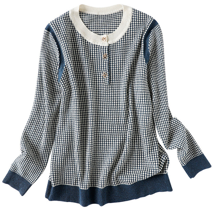 Dame mønstrede pullover med knapdetalje Stilla