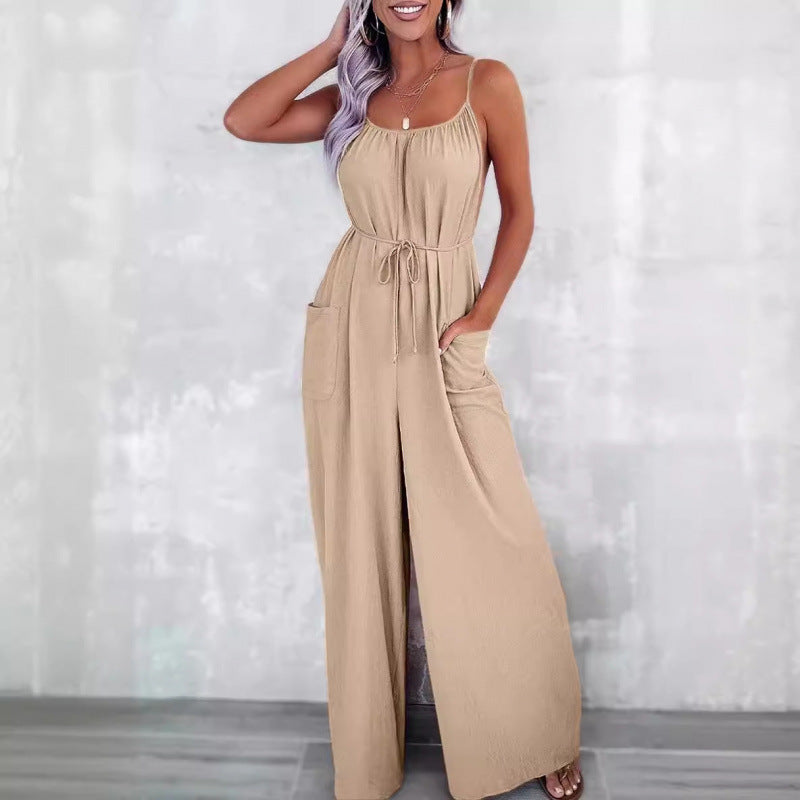 Dame elegant rygfri bredbens jumpsuit Stilla