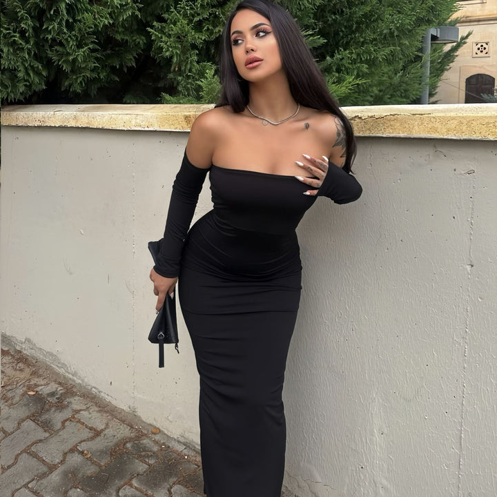 Dame Off-Shoulder Maxikjole med figursyet pasform Stilla