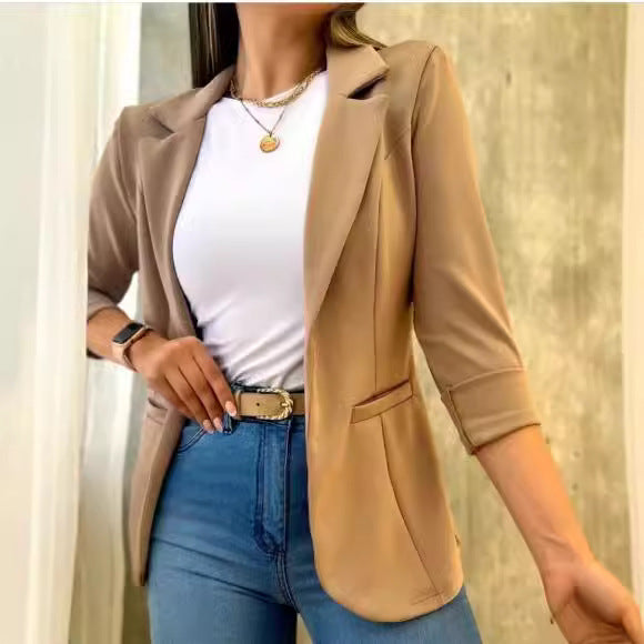 Dame elegant, tætsiddende blazer med struktureret stof Stilla