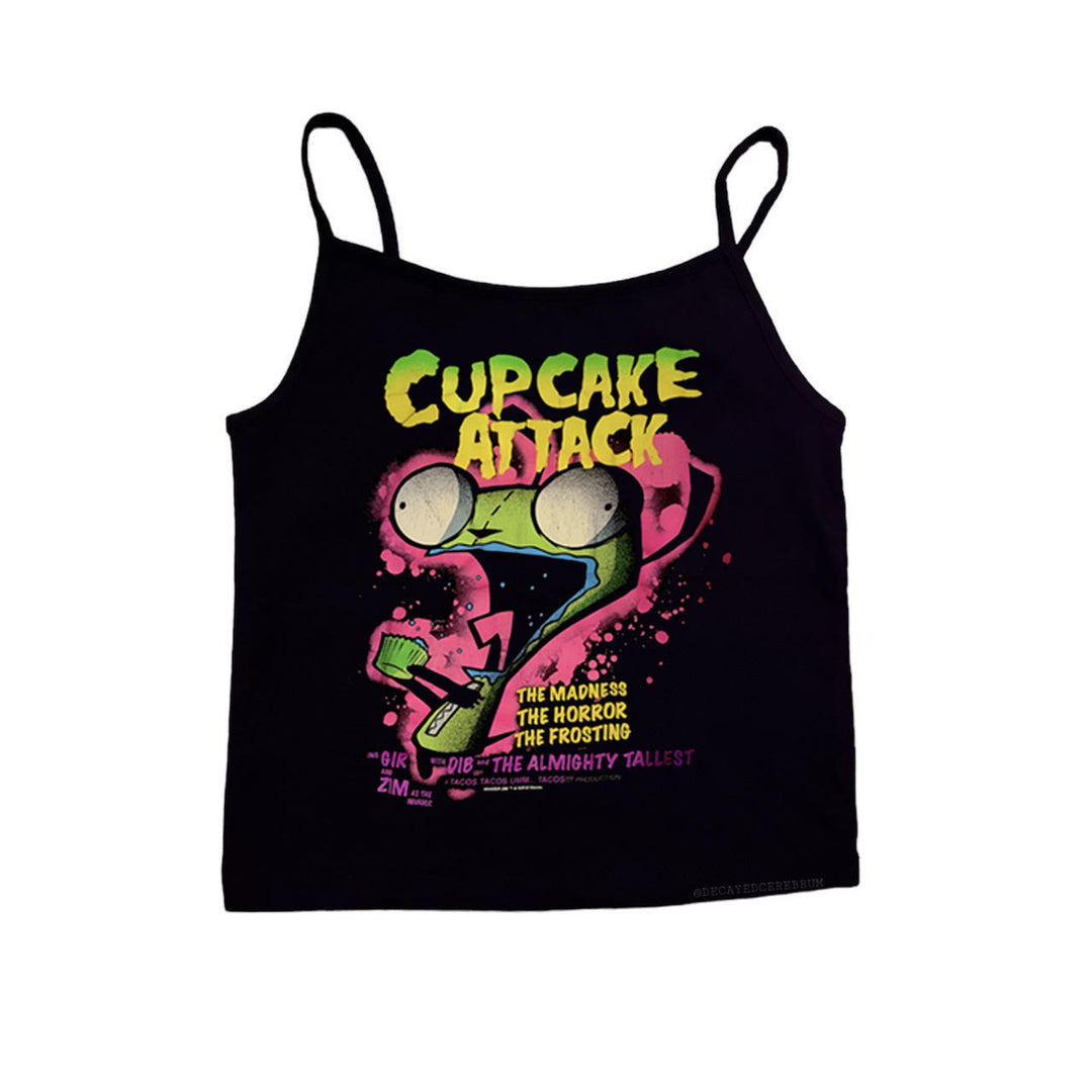 Dame T-shirt med kreativ cupcake-motiv og moderne print Skovae