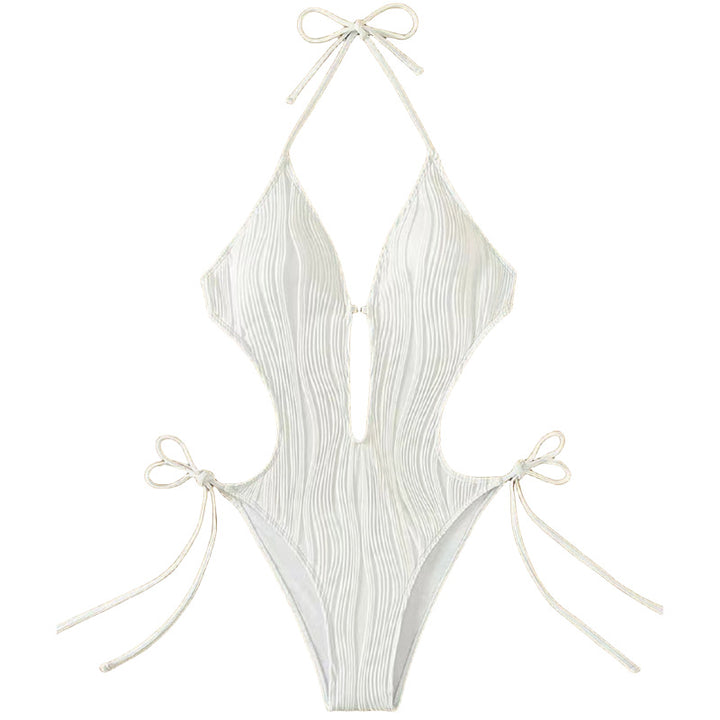 Dame High-Cut Ribbet Enstykke Badedragt Stilla