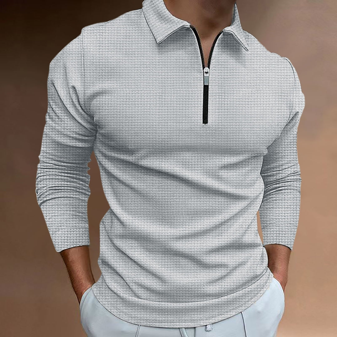 Herrer Sporty Langærmet polo med moderne lynlås Stilla