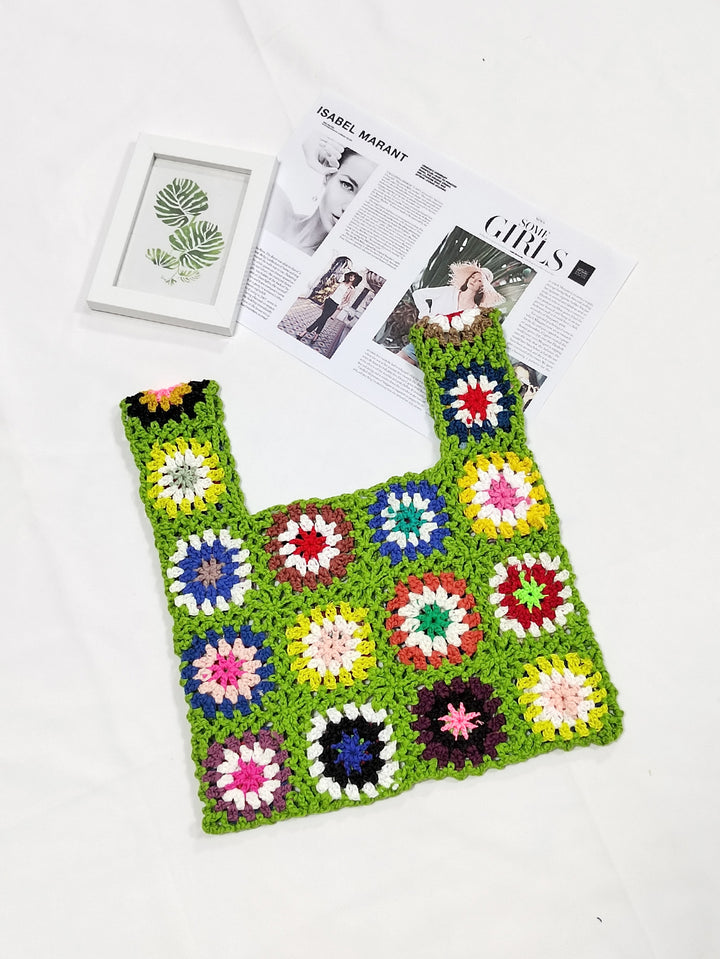 Dame Hæklet Patchwork Håndtaske Stilla