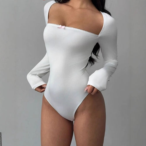 Dame Figurtilpasset Langærmet Bodystocking med elegant U-udskæring Skovae