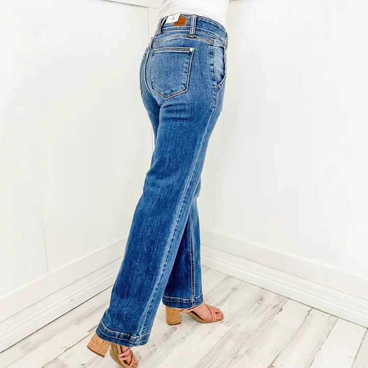 Kvindernes brede højtaljede jeans med komfortabel pasform Stilla