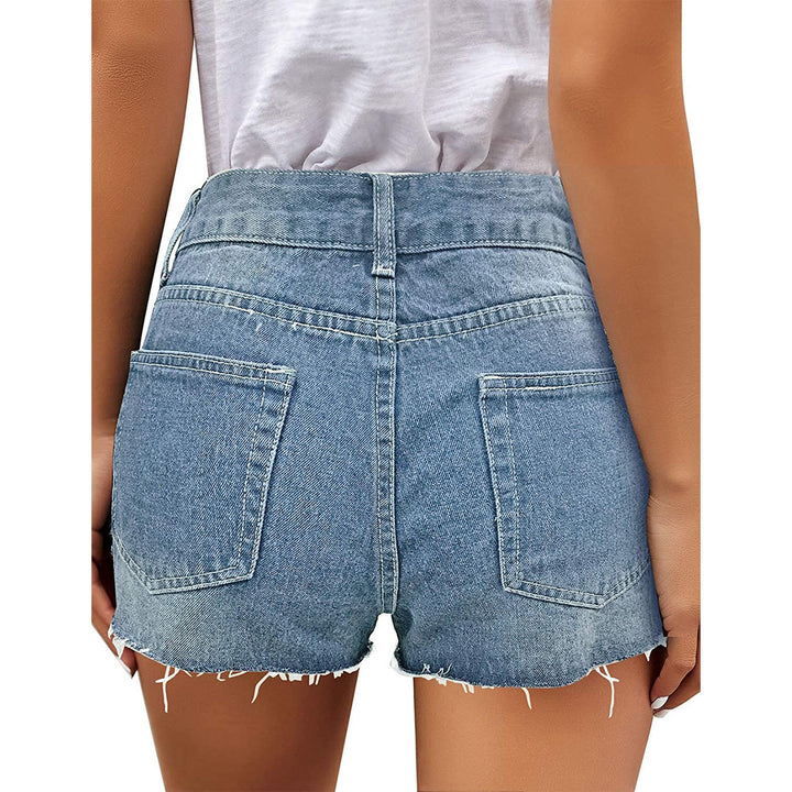 Dame High-Waist Destroyed Denim Shorts Stilla