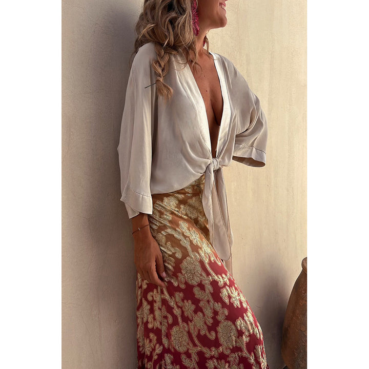 Dame bred Kaftan-bluse med bælte Stiila