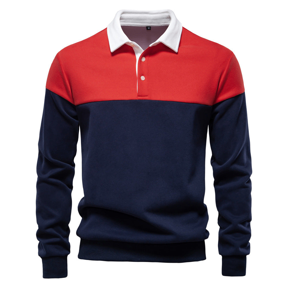 Herrer Polo-sweater med moderne farveblokdesign og sportiv krave Stilla