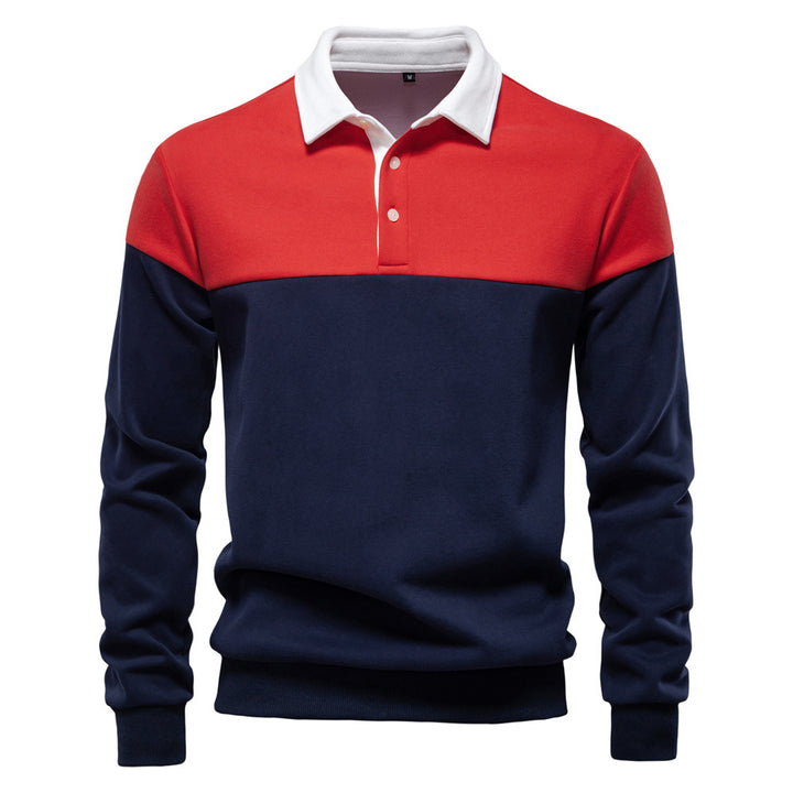 Herrer Polo-sweater med moderne farveblokdesign og sportiv krave Stilla