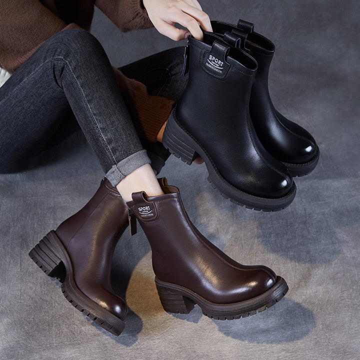Dame Sleek Mid-Calf Blokhæl Støvler med vejrbestandigt design Stilla