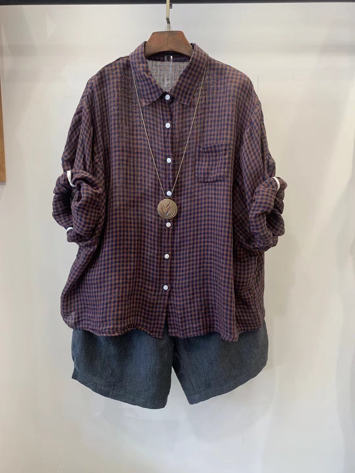Femme Relaxed Fit Gingham Button-Up Shirt Stilla