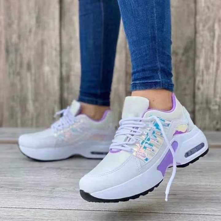 Dame Sporty Sneakers med moderigtigt holografisk overdækning og dæmpende komfort såldesign Stilla