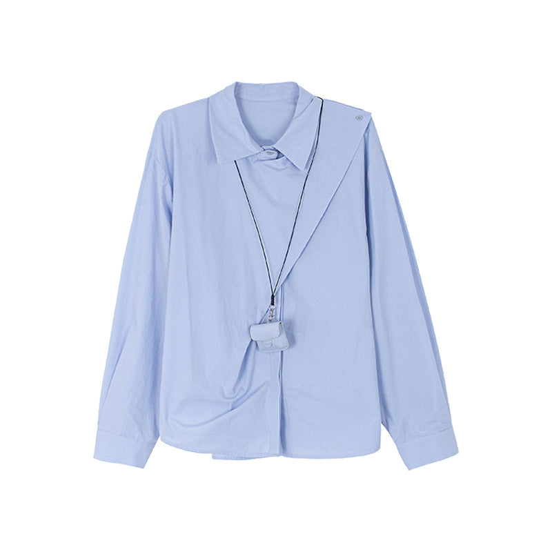 Dame oversized skjorte med moderne ærmer og elegant krave Stilla