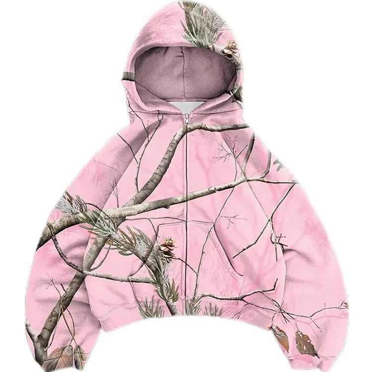 Femme Cropped Camouflage Zip-Up Hoodie Stilla