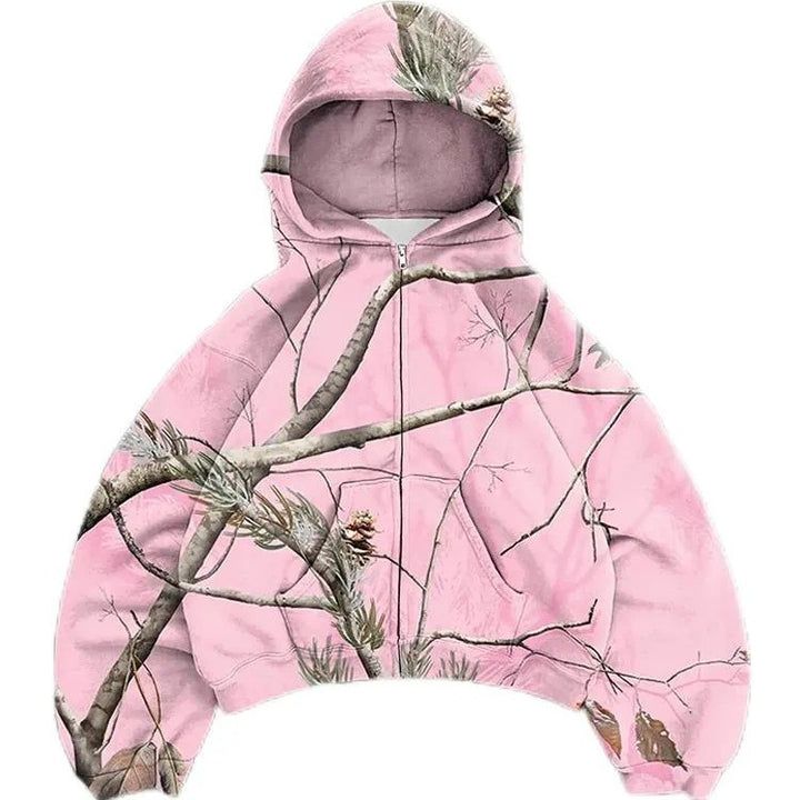 Femme Cropped Camouflage Zip-Up Hoodie Stilla