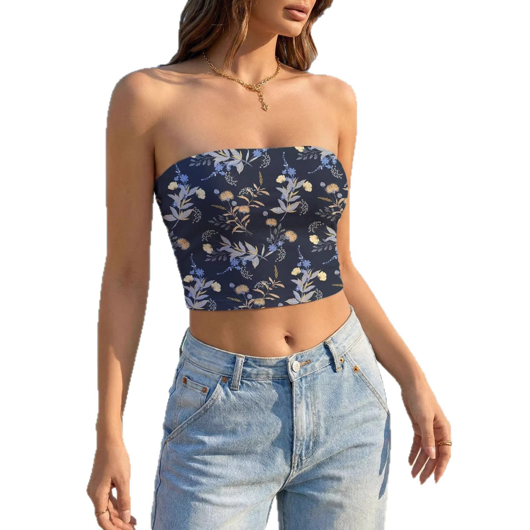 Dame Bandeau-top med livligt blomsterdesign Skovae