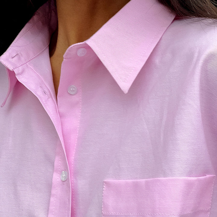 Dame Oversized Bluse med klassisk krave og afslappet snit Stilla
