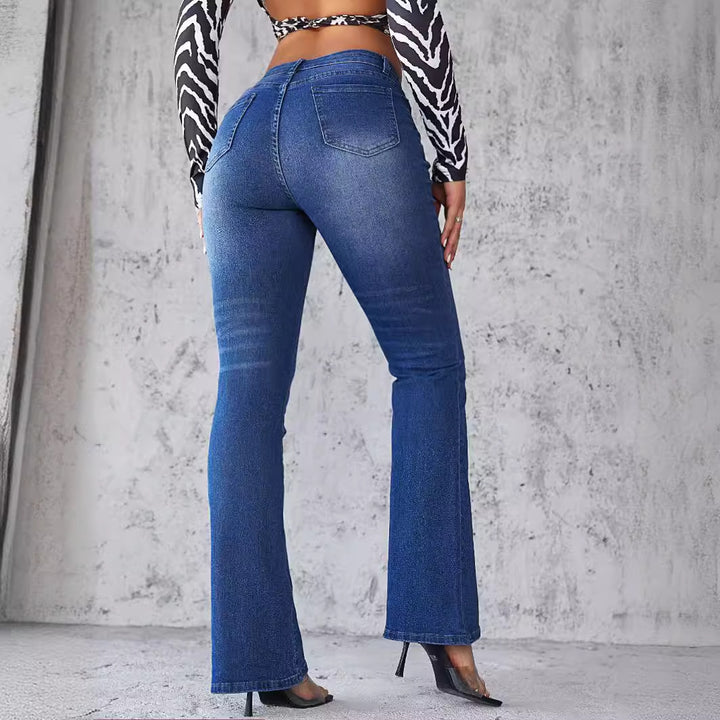 Dame Flared Jeans med højtaljet snit og elastisk denim Stilla