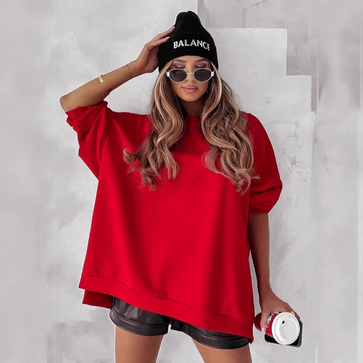 Dame Oversized Sweatshirt med afslappet snit og minimalistisk udseende Stilla