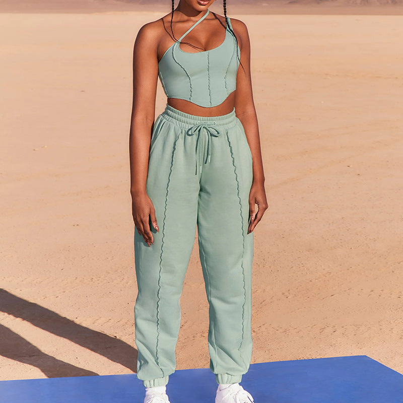 Dame Sporty Crop-Top og Joggingpants Sæt Stilla