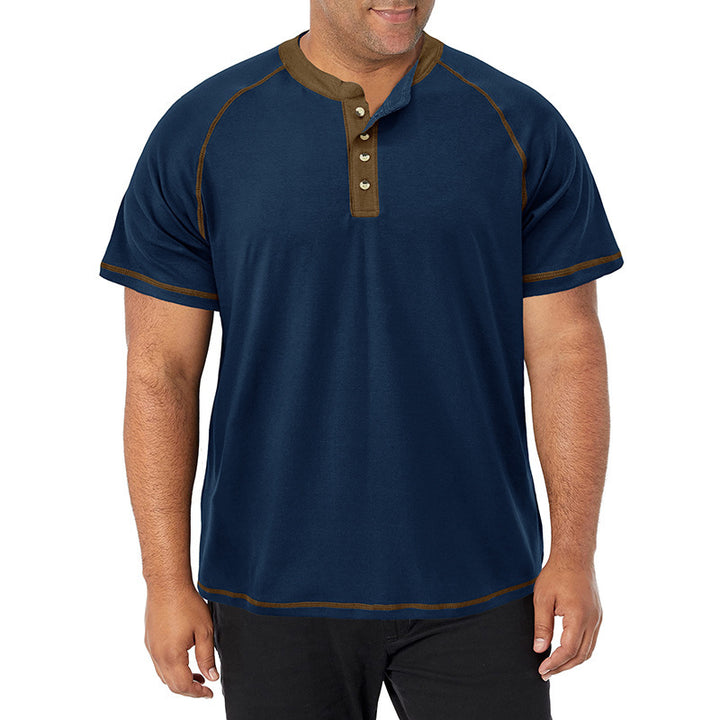 Herrer kortærmet henley-shirt med iøjnefaldende kontrastsyninger og behagelig pasform Stilla