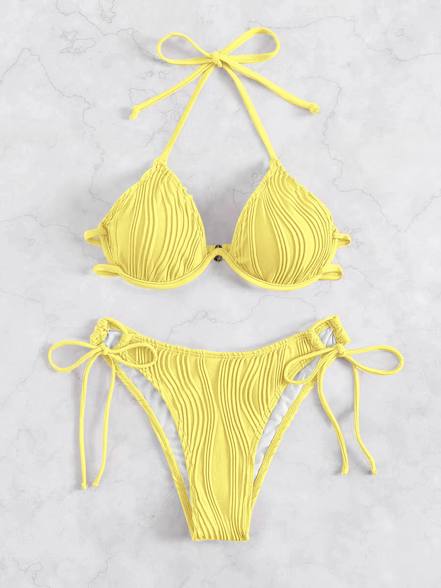 Femme Ribbede Trekant-Bikini-Sæt Stilla